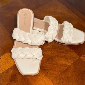 Elegant White Braided Women's Sandals